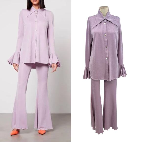 Sleeper The Cosmos Set Lurex Lounge Shirt And Trouser Set Purple Size Small - Picture 1 of 16